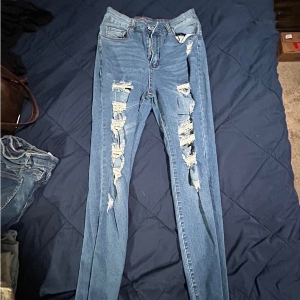 High waisted skinny jeans